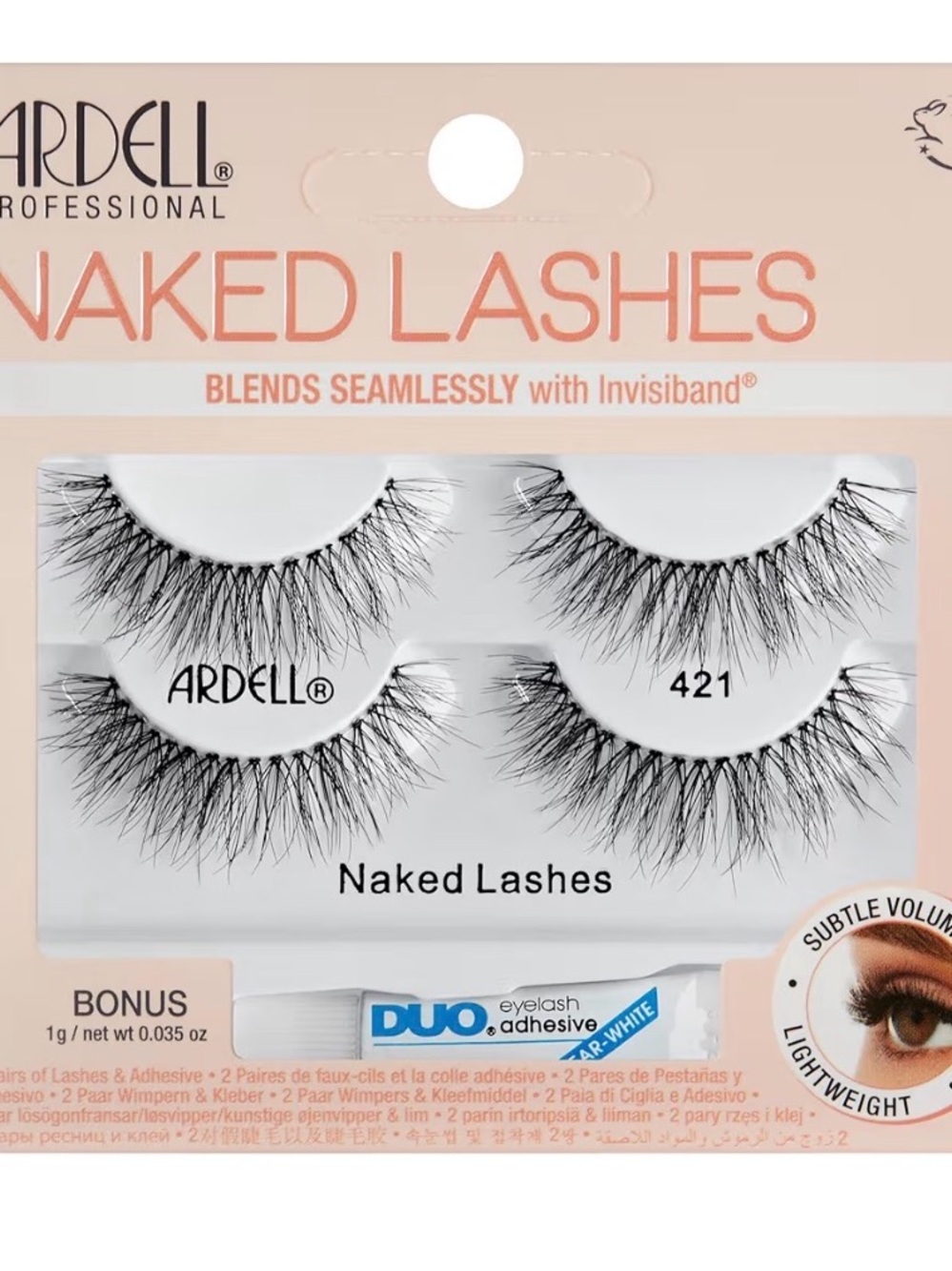 3 Set Ardell Naked Lashes 421 (Clear White Glue included)
